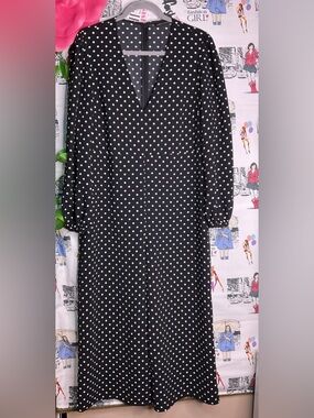 Zara Black and White Polka Dot Long Sleeve Girls' Dress